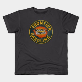 Frontier Gasoline distressed vintage sign Kids T-Shirt